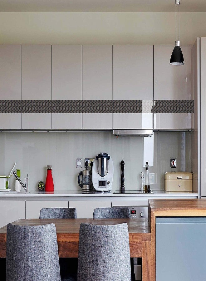 WallDesign شريط حائط WallDesign - بنمط نجمة البلاط - لتزيين الحمامات والمطابخ والأبواب والمداخل والأرضيات - لفة 3 بوصات × 10 أقدام - ملصق PVC لامع مقاوم للماء - Image 4